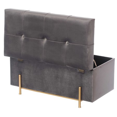 Fabulaxe Large Velvet Storage Ottoman with Gold Legs, Gray QI003938.GY